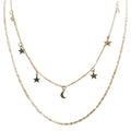 Star & Moon Layered Necklace – Celestial Charm Necklace – Gold or Silver Tone