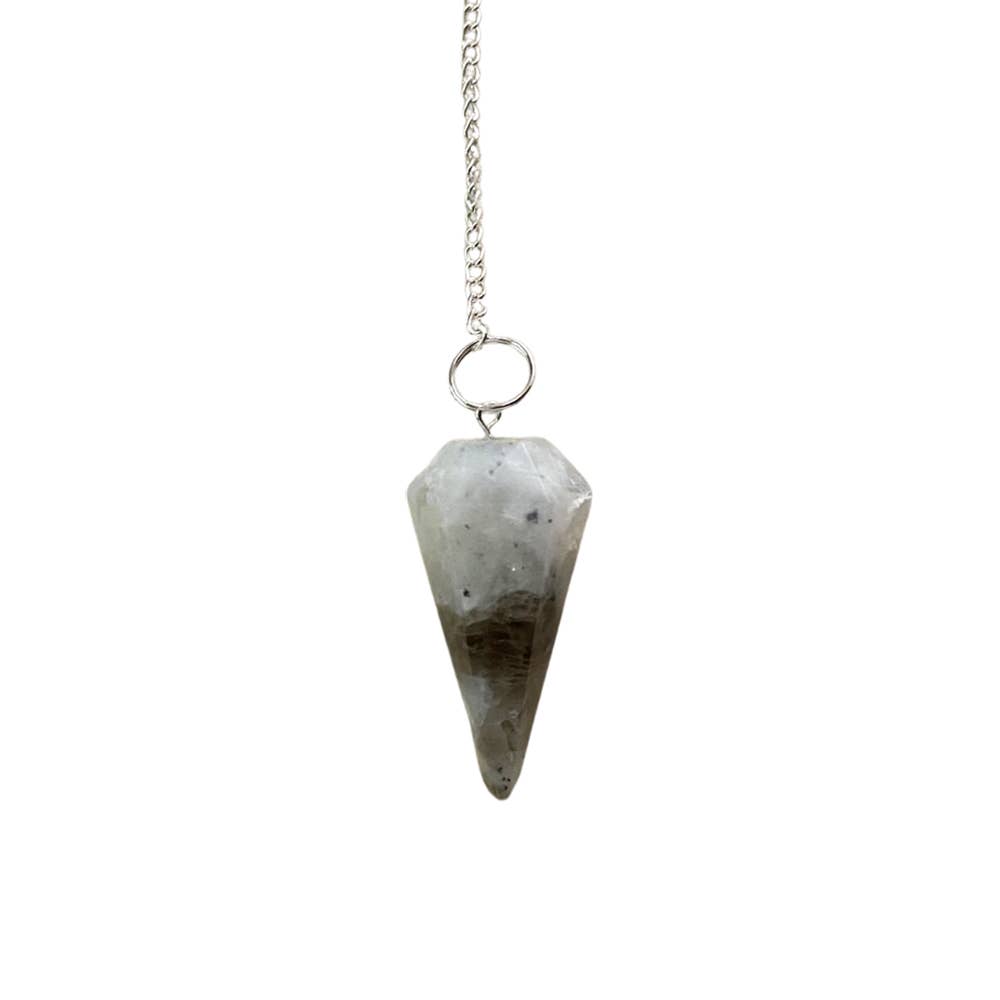 Rainbow Moonstone Dowsing Pendulum – Gemstone Pendulum for Intuition