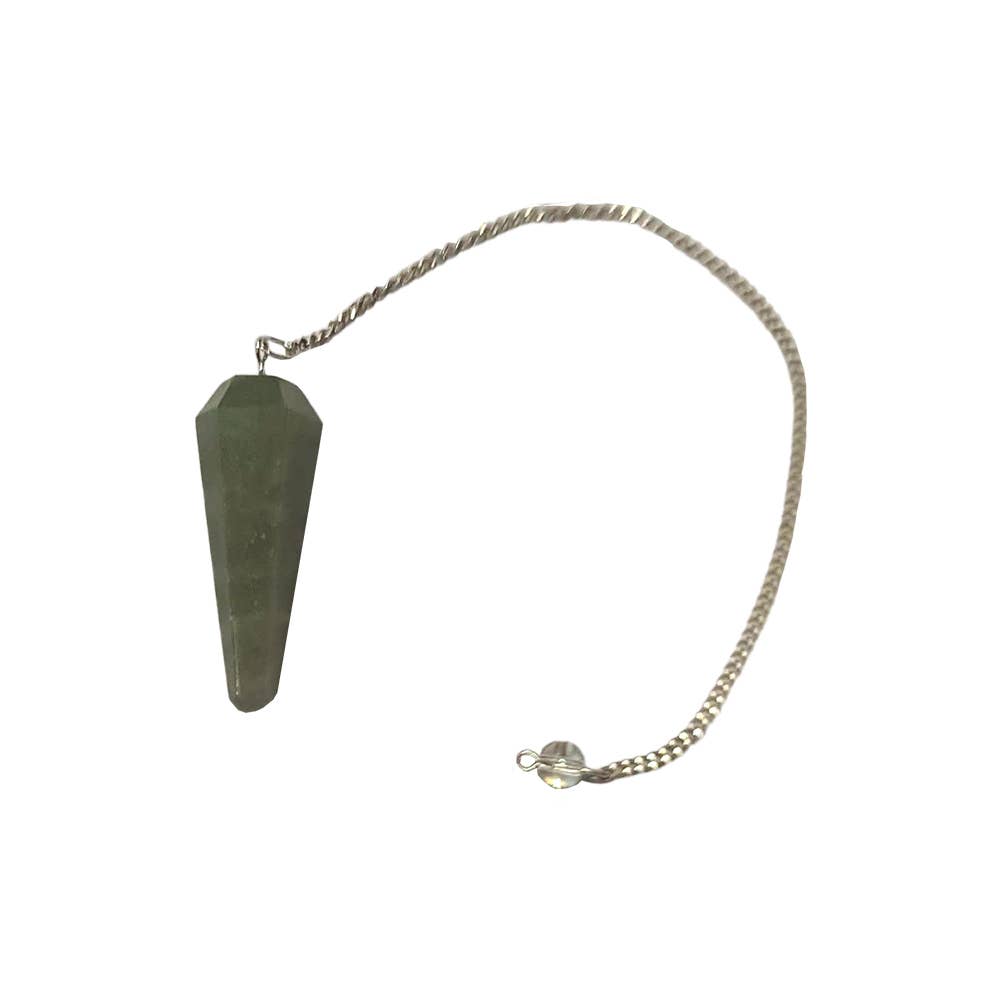 Green Aventurine Pendulum – Faceted Dowser – Luck & Heart Healing – Silver Chain
