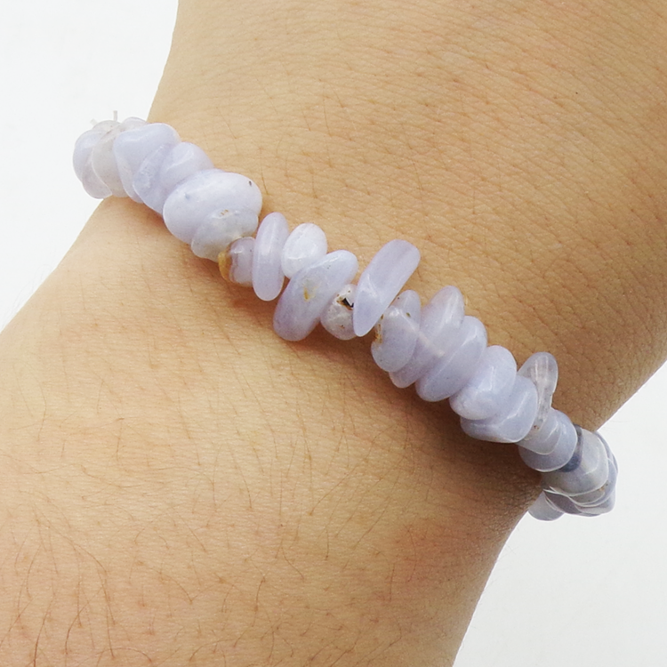 Blue Lace Agate Gemchip Bracelet for Calm