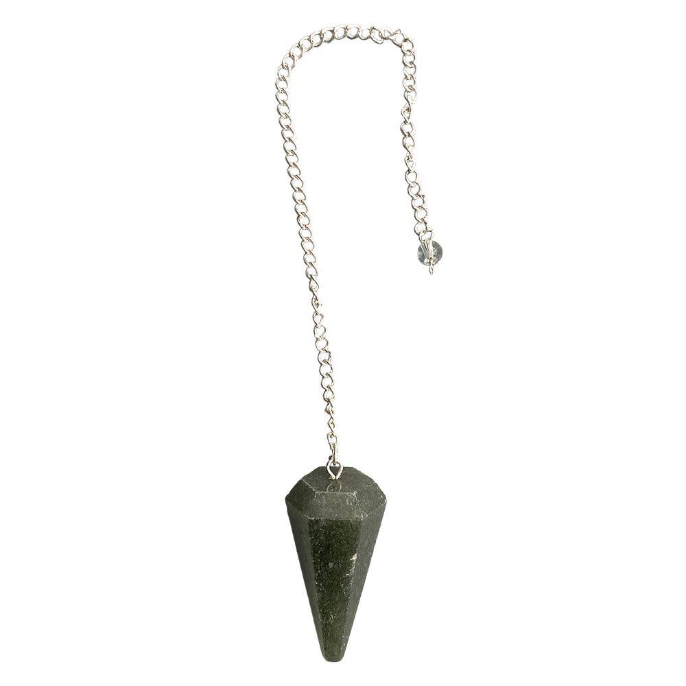 Green Jade Pendulum – Faceted Dowser – Harmony & Prosperity – Silver Chain