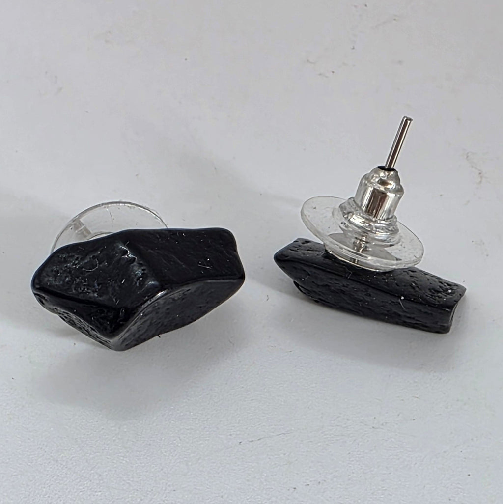 Black Tourmaline earrings on a white background