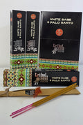 Incense sticks with packaging on a white background