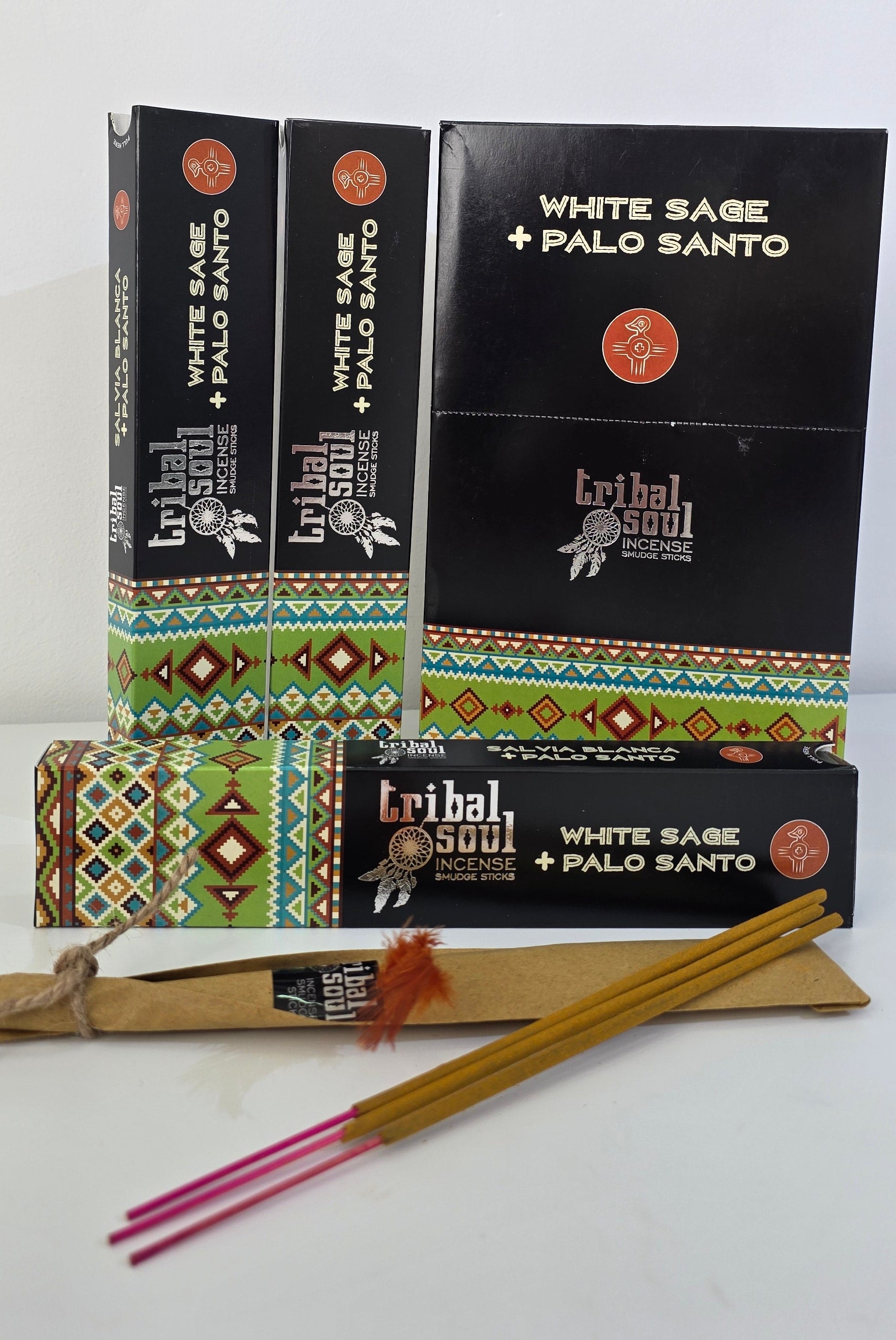 Incense sticks with packaging on a white background