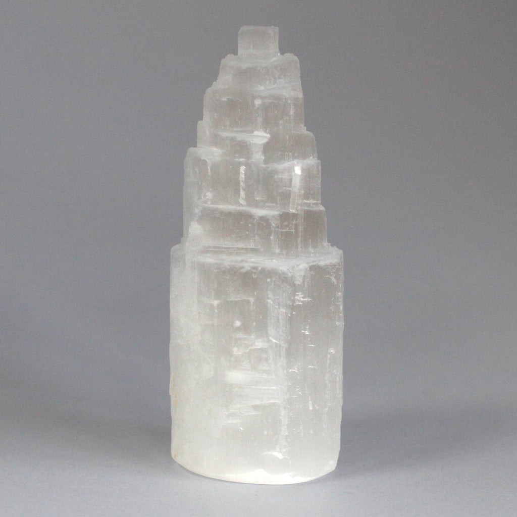 Natural Selenite Tower – 10cm Raw Crystal