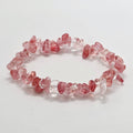 Vibrant cherry quartz chip bracelet with pink-red tones on white background