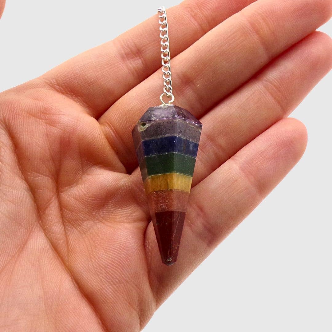 Banded Chakra Dowsing Pendulum – 7 Chakra Stone