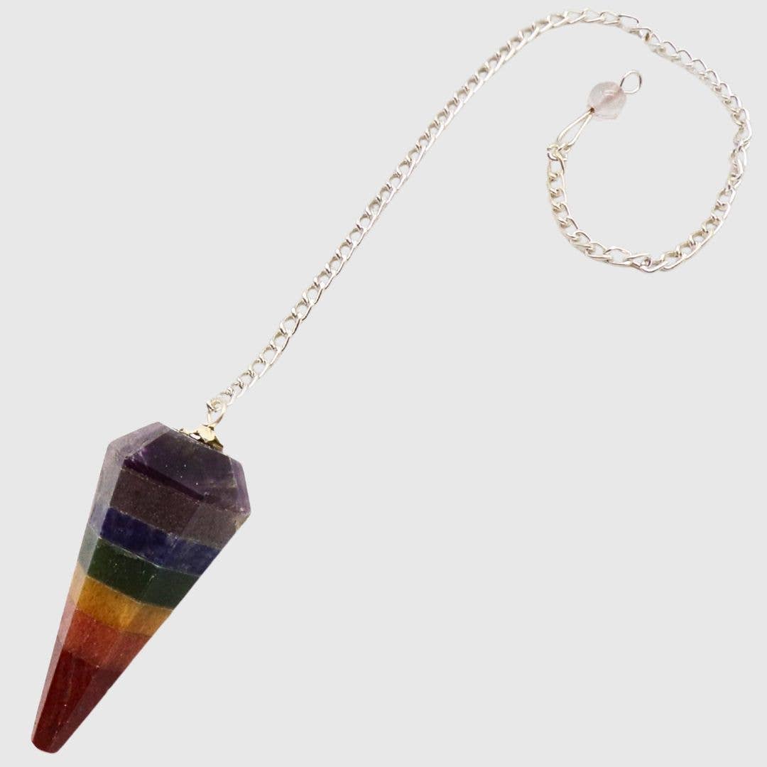 Banded Chakra Dowsing Pendulum – 7 Chakra Stone