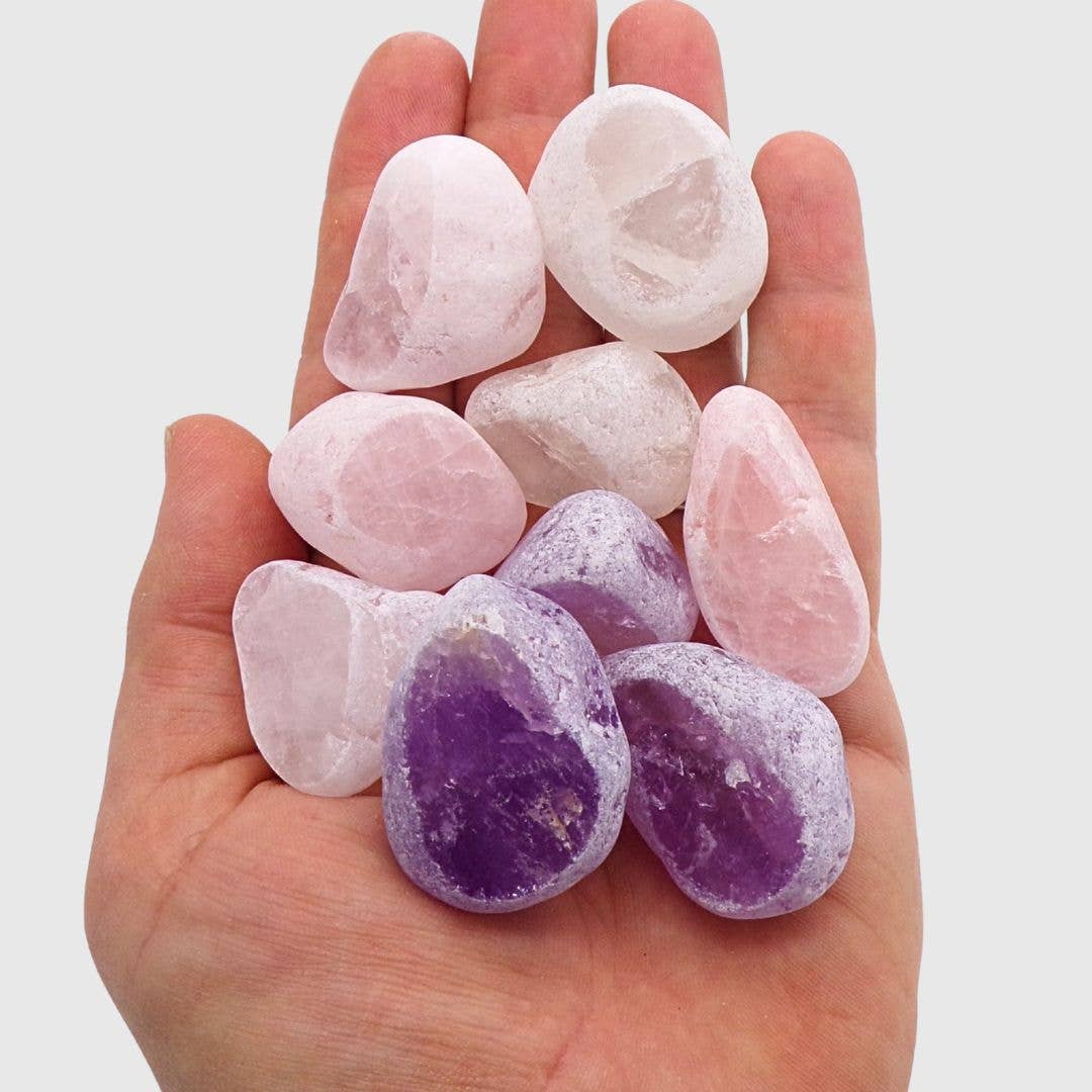 Gemstone Dragon Eggs – Clear, Rose & Amethyst