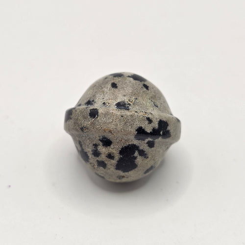 Planet gemstone 2cm crystal sphere on white background – small polished natural stone ball mystery assortment