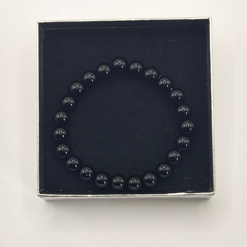 Black Obsidian Beaded Bracelet A+ 8mm – Grounding & Protection