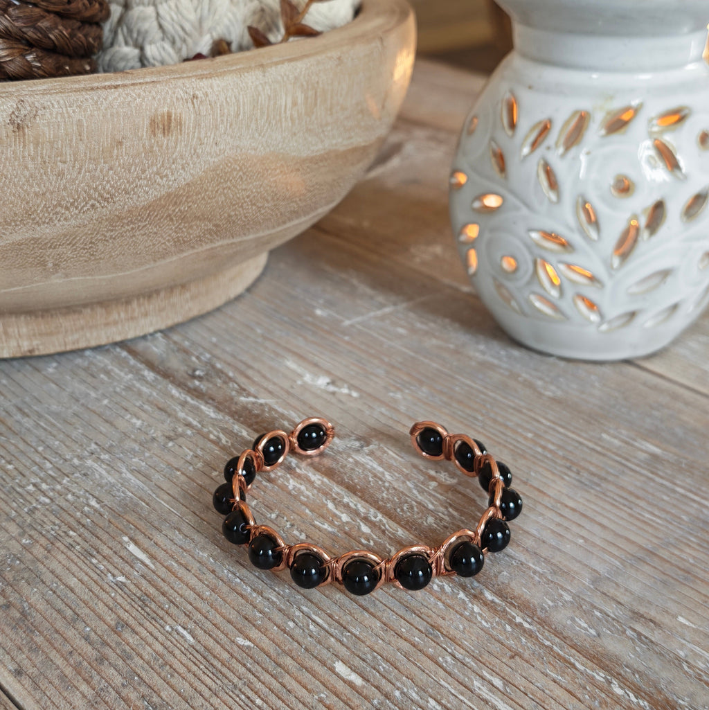 Copper & Black Obsidian Bracelet for Grounding | Inner Peace