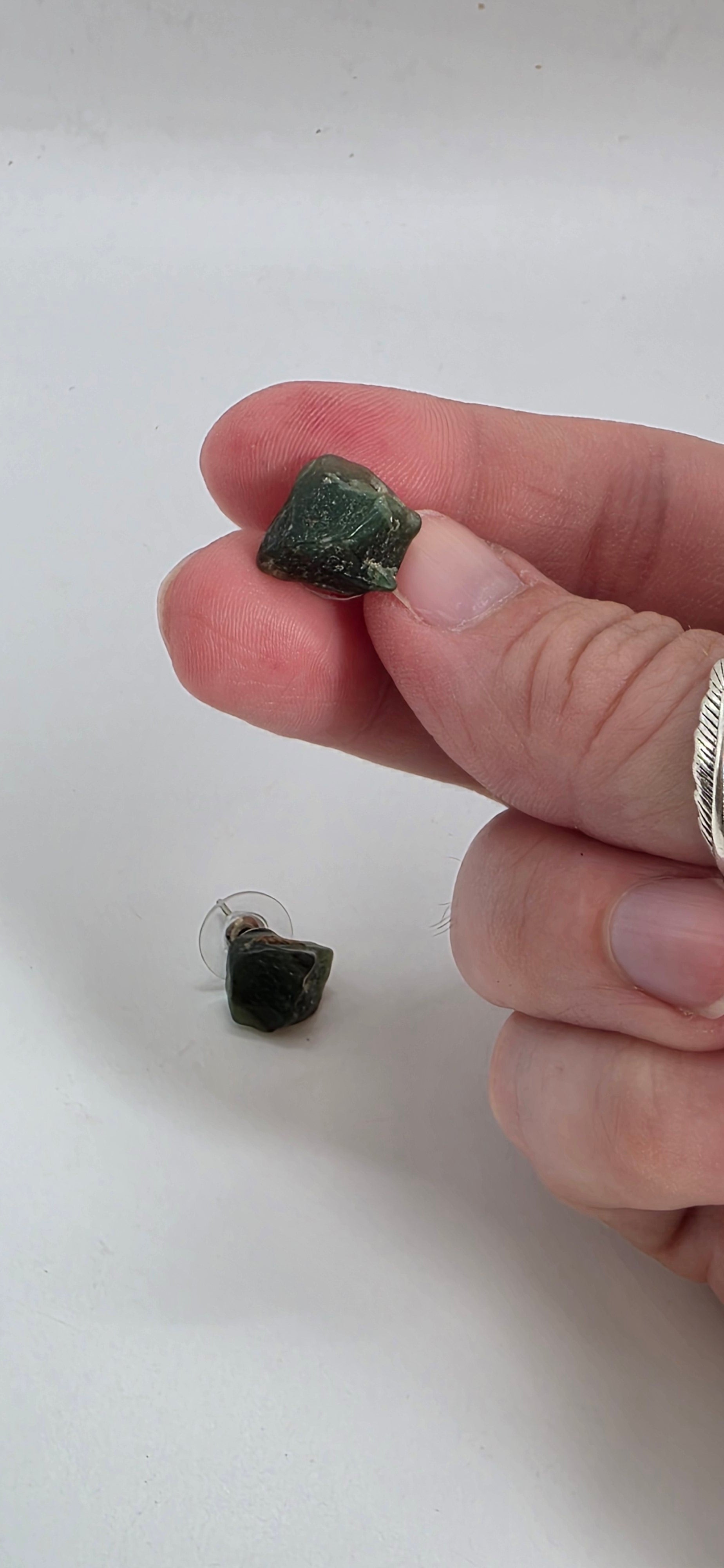Gemstone Chip Stud Earrings – 1cm – Natural Gemstone – Silver Plated – Choose Your Stone