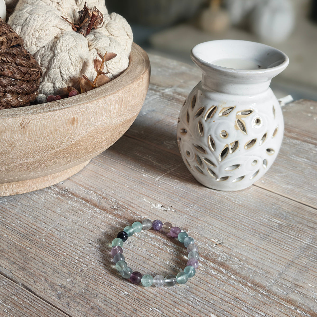 Fluorite Crystal Bracelet – 8mm Healing Gemstone