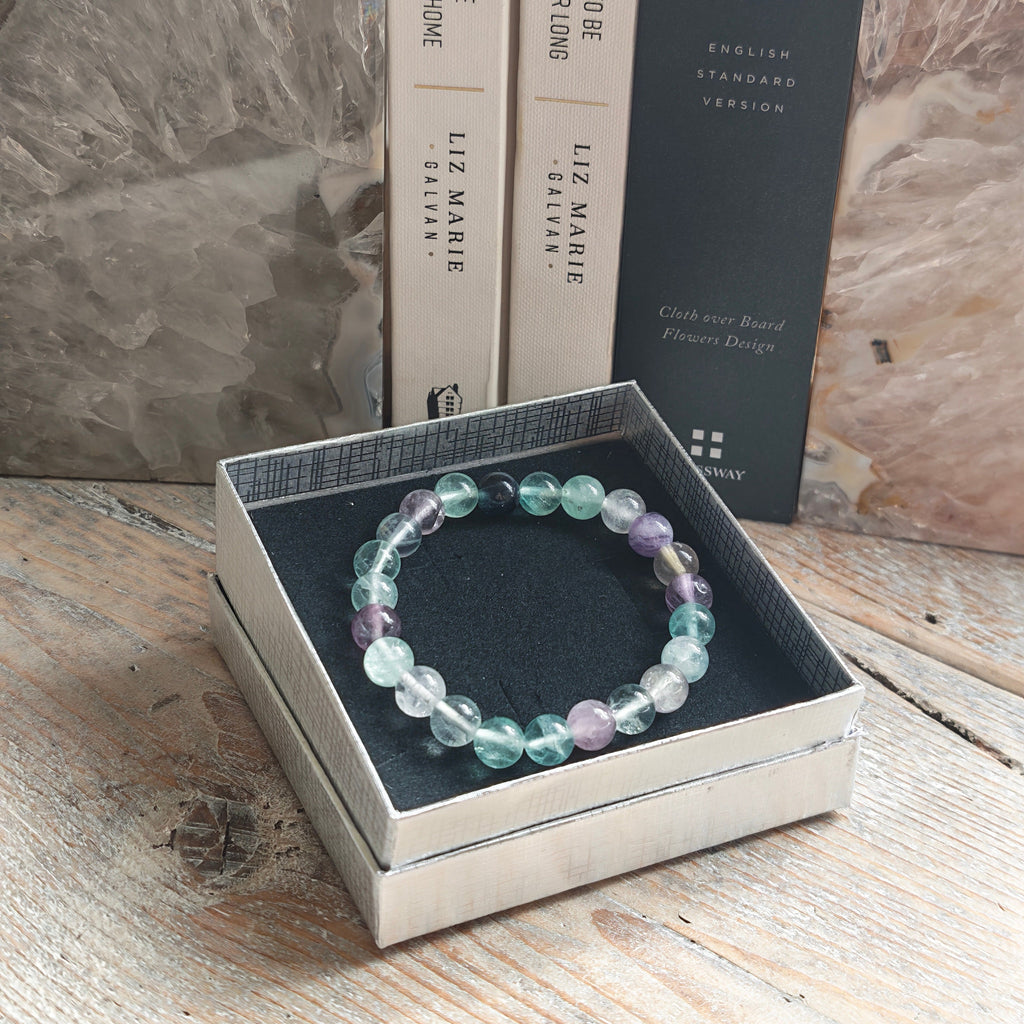 Fluorite Crystal Bracelet – 8mm Healing Gemstone
