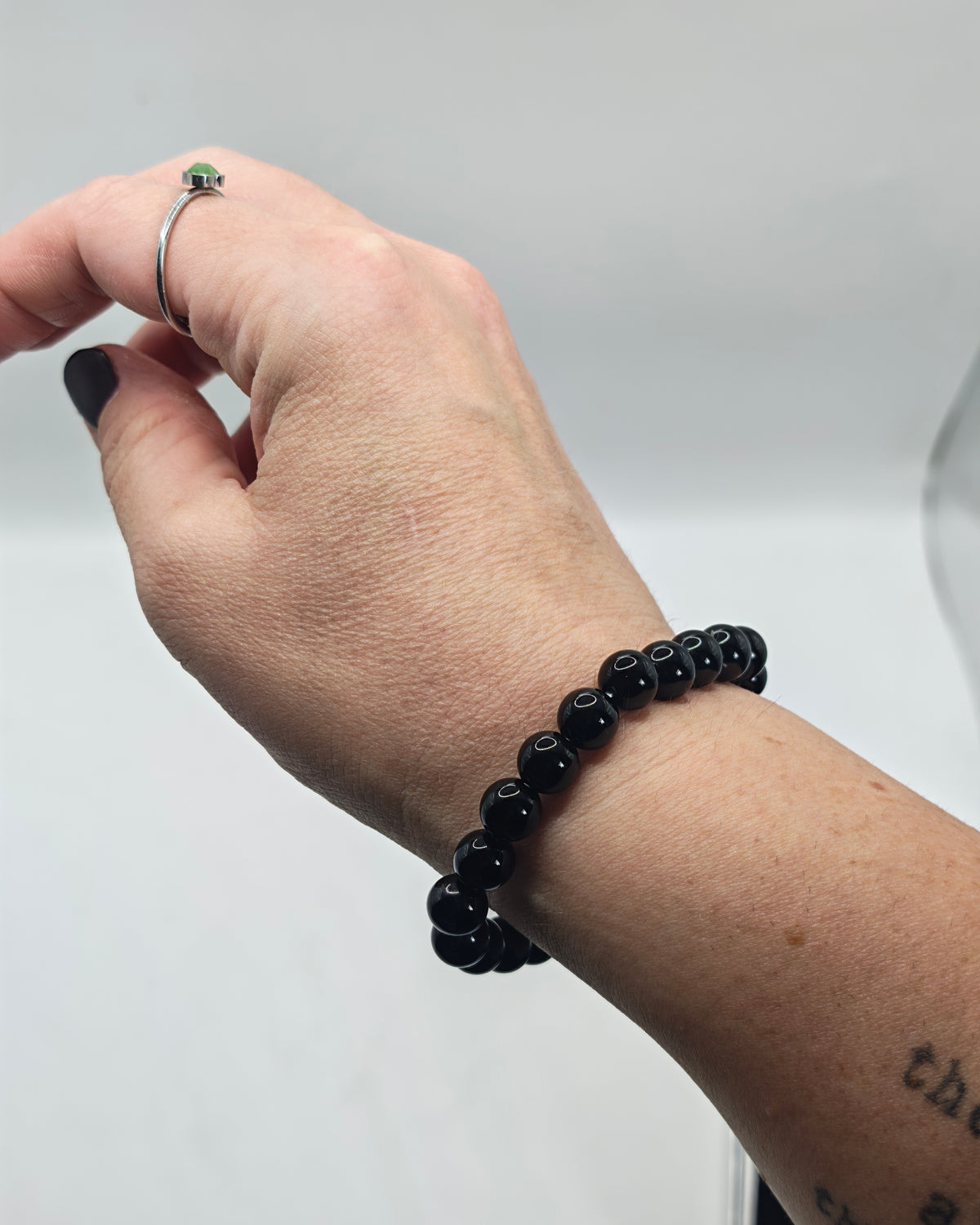 Black Obsidian Beaded Bracelet A+ 8mm – Grounding & Protection