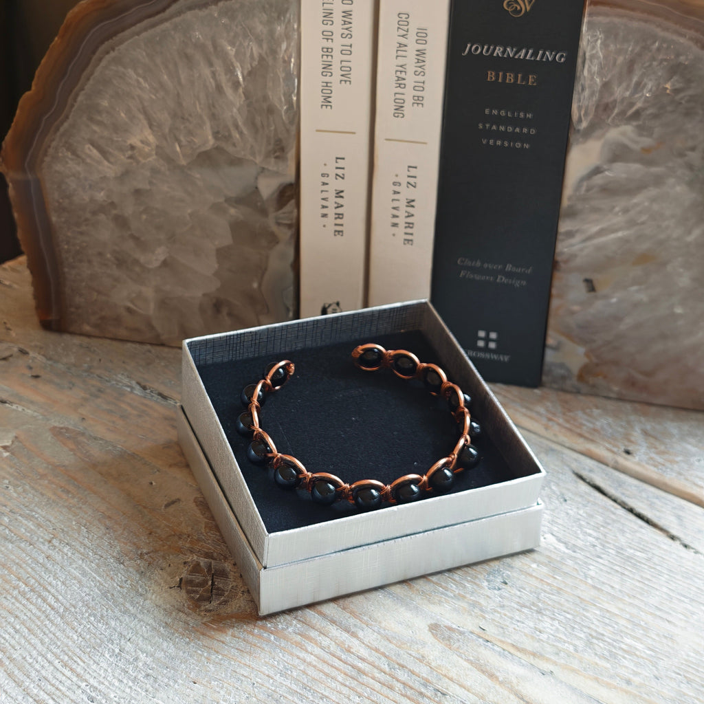 Copper & Black Obsidian Bracelet for Grounding | Inner Peace