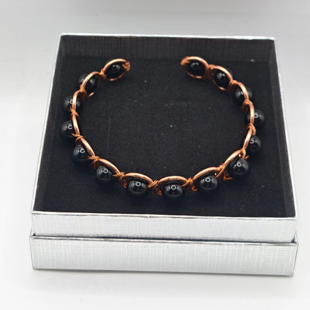 Copper & Black Obsidian Bracelet for Grounding | Inner Peace