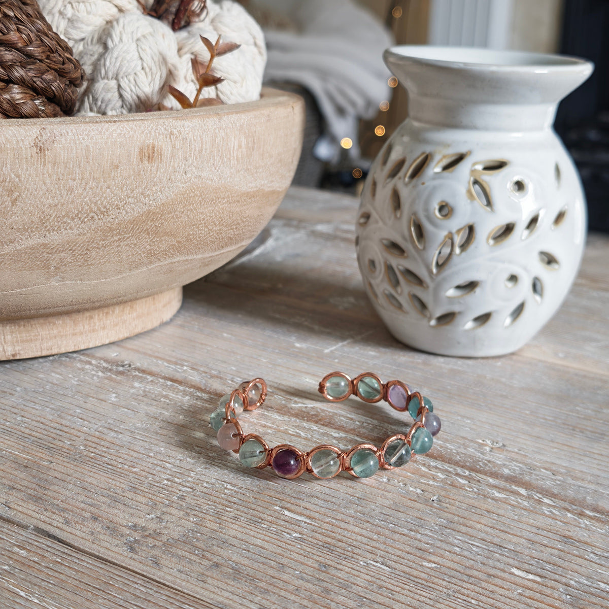 Copper & Fluorite Bracelet for Focus & Clarity