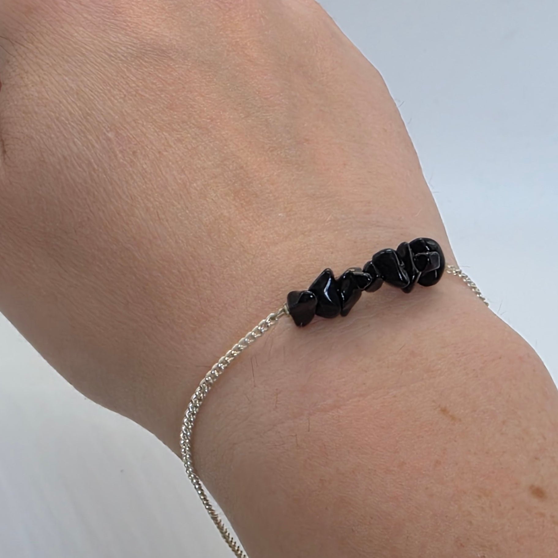 Silver Chain Chip Bracelet – Natural Gemstone Chip Bracelet – Choose Your Stone