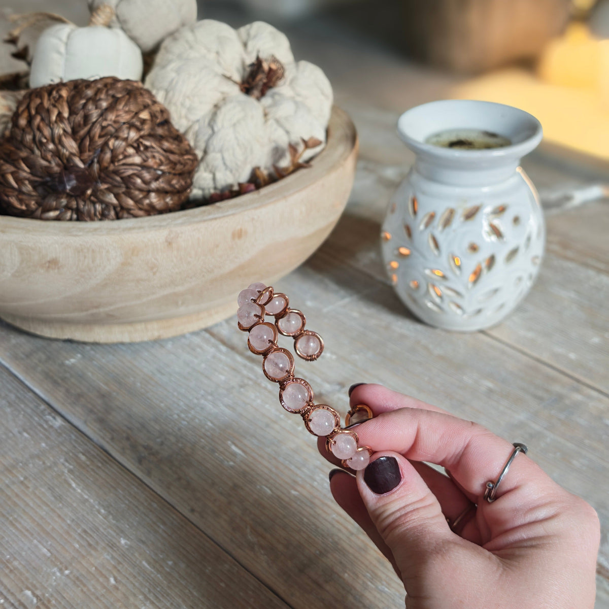 Copper & Rose Quartz Bracelet for Love