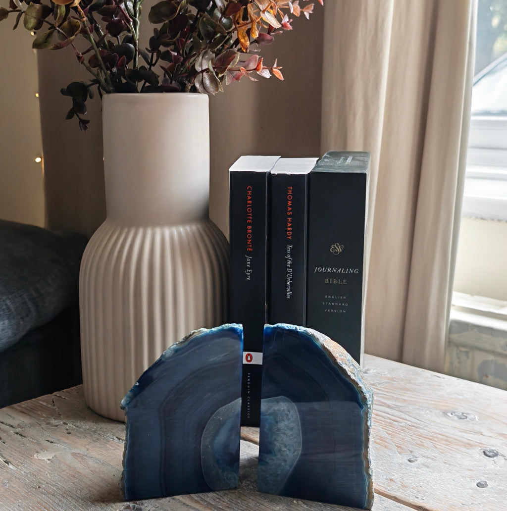 Deep Blue Agate Bookends – 1.4kg