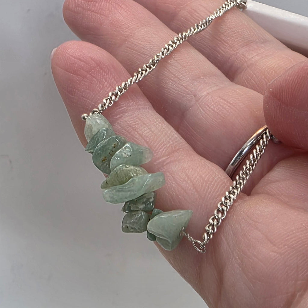 Silver Chain Chip Bracelet – Natural Gemstone Chip Bracelet – Choose Your Stone