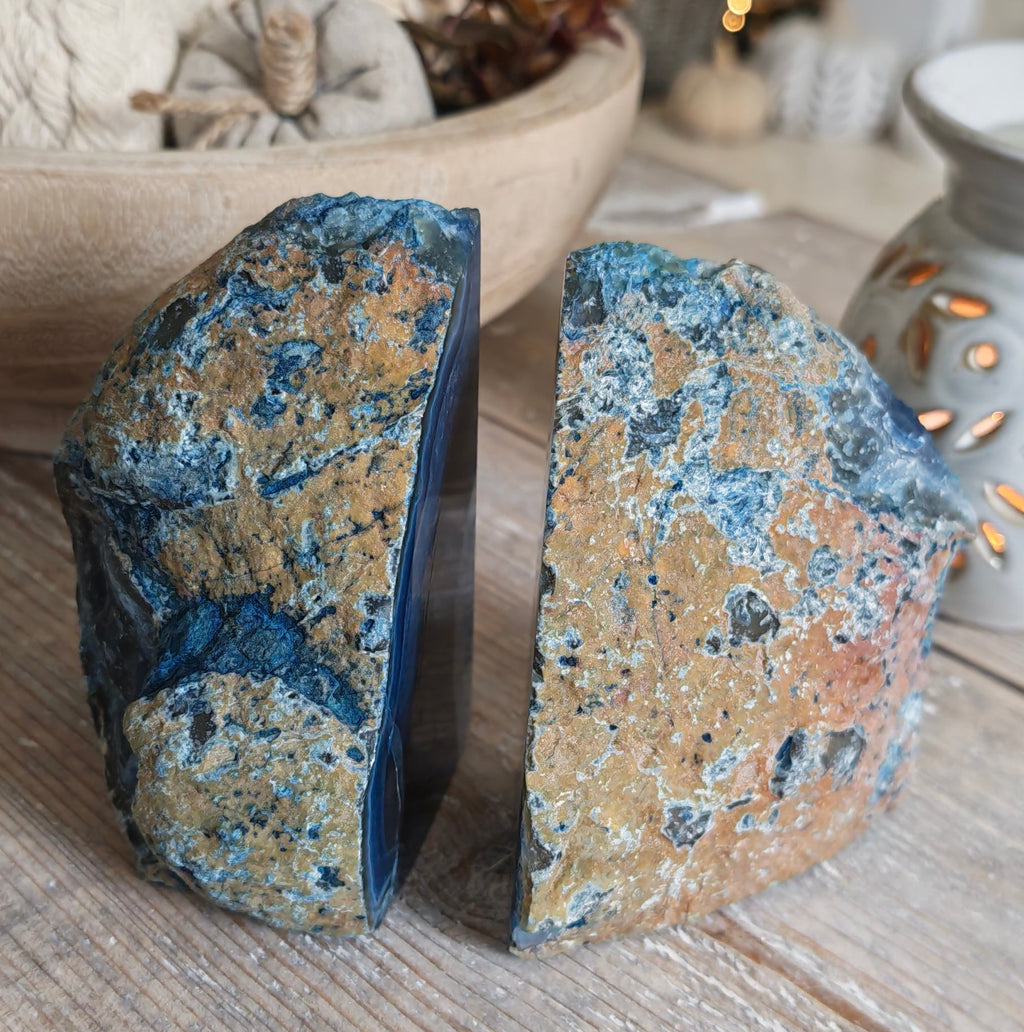 Deep Blue Agate Bookends – 1.4kg
