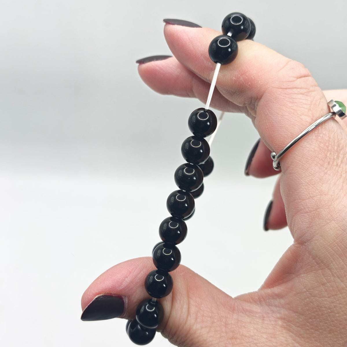 Black Obsidian Beaded Bracelet A+ 8mm – Grounding & Protection