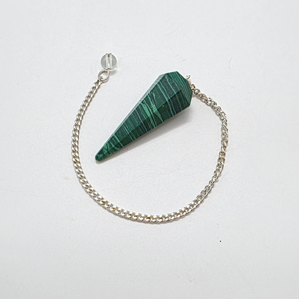 Malachite Pendulum – 6-Sided Faceted – Dowsing & Divination – Heart Chakra
