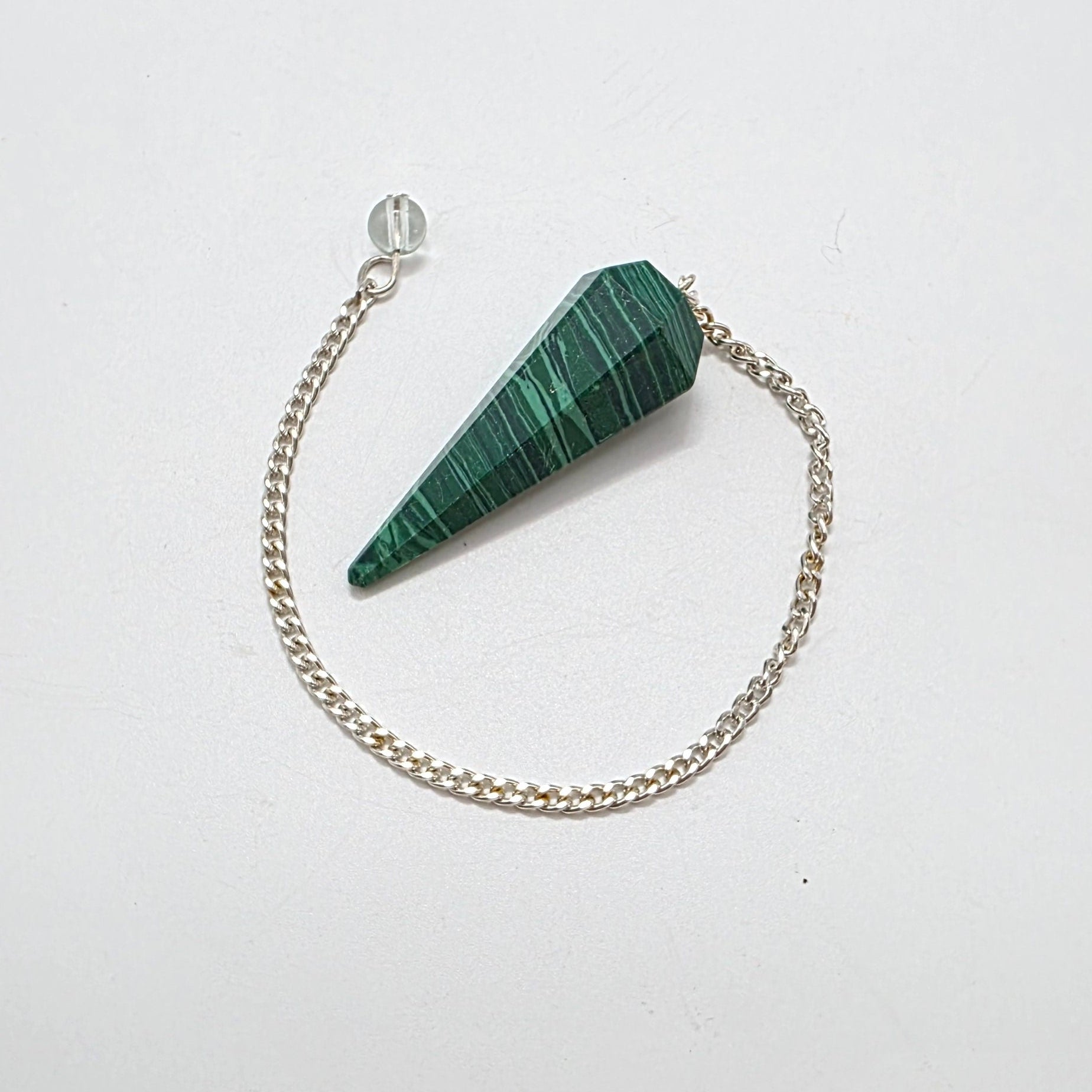 Malachite Pendulum – 6-Sided Faceted – Dowsing & Divination – Heart Chakra