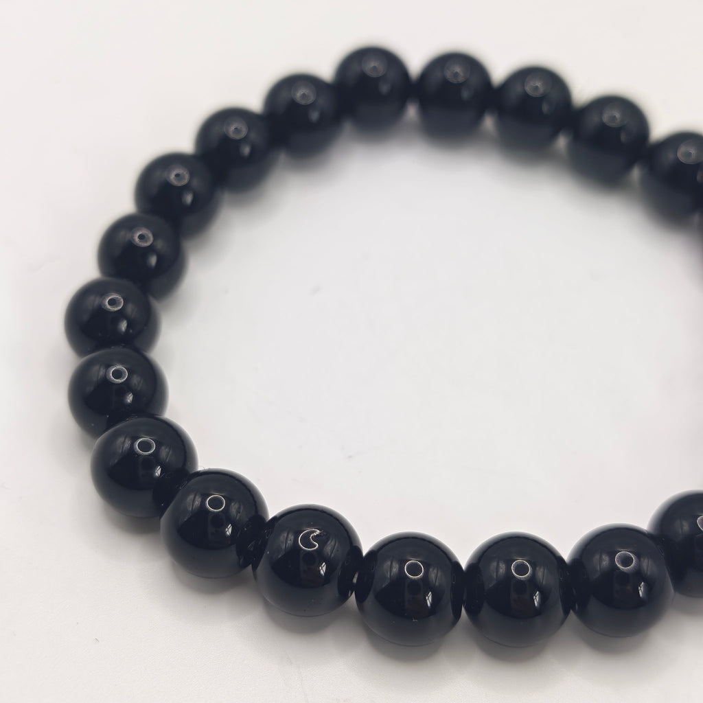 Black Obsidian Beaded Bracelet A+ 8mm – Grounding & Protection