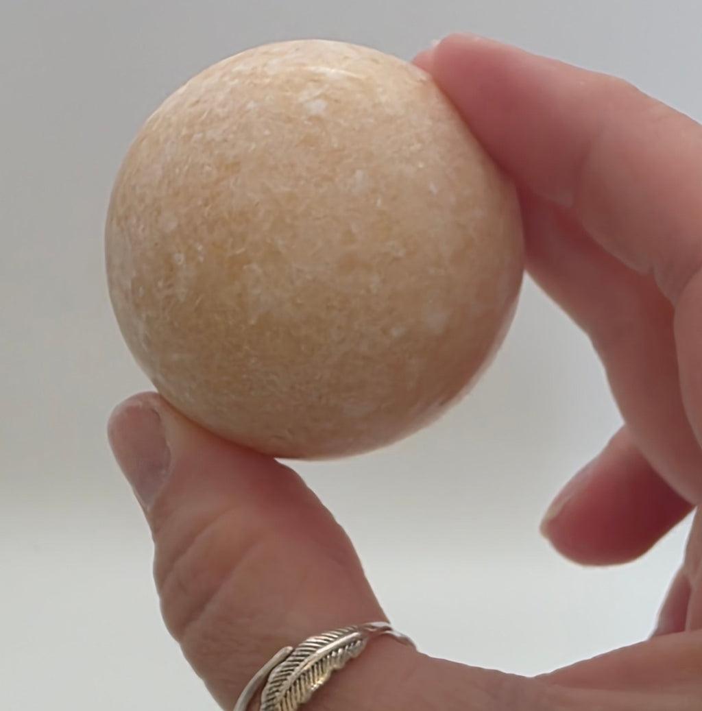 Peach Calcite Crystal Sphere 4cm – Emotional Healing & Creativity