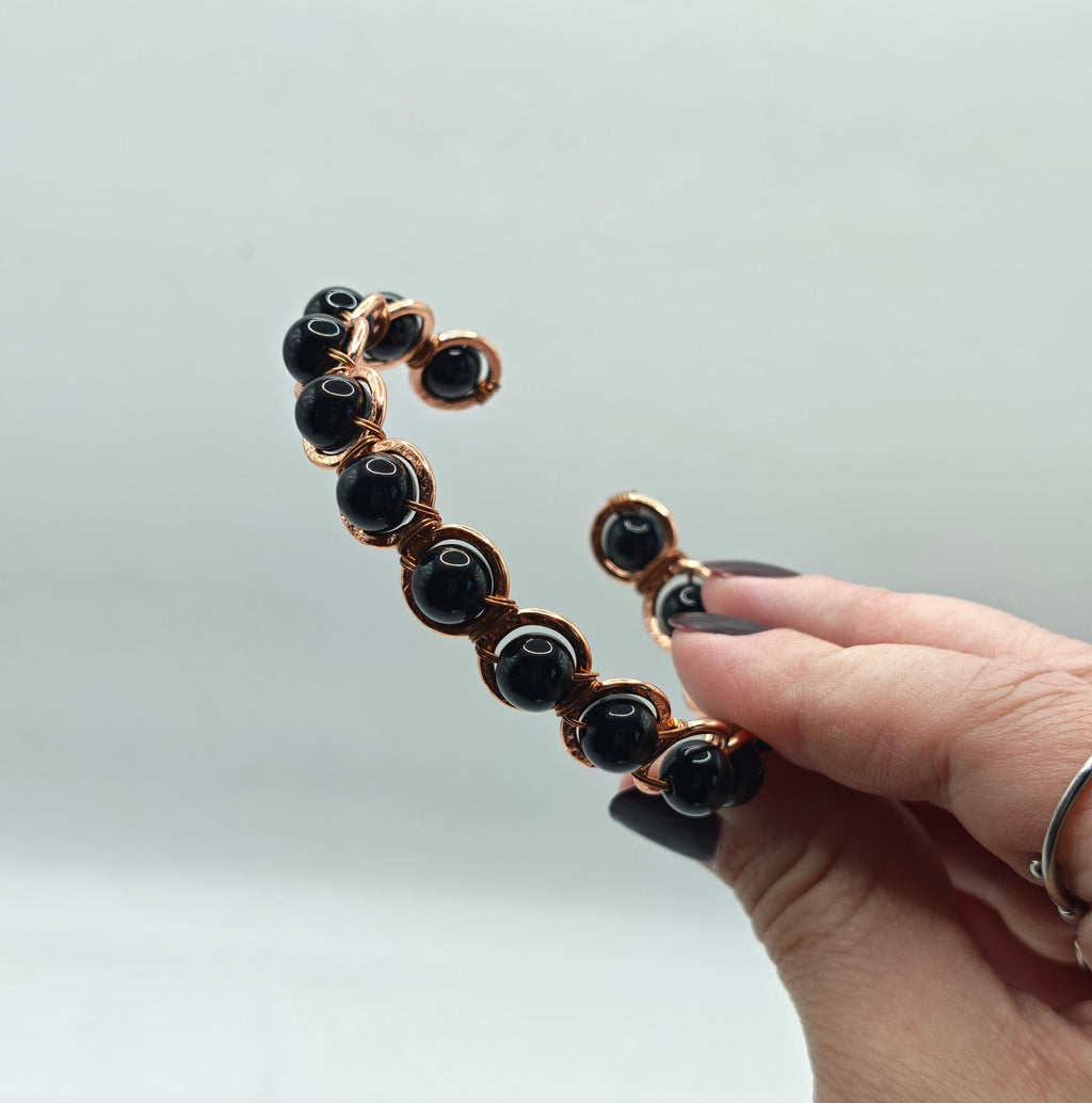 Copper & Black Obsidian Bracelet for Grounding | Inner Peace