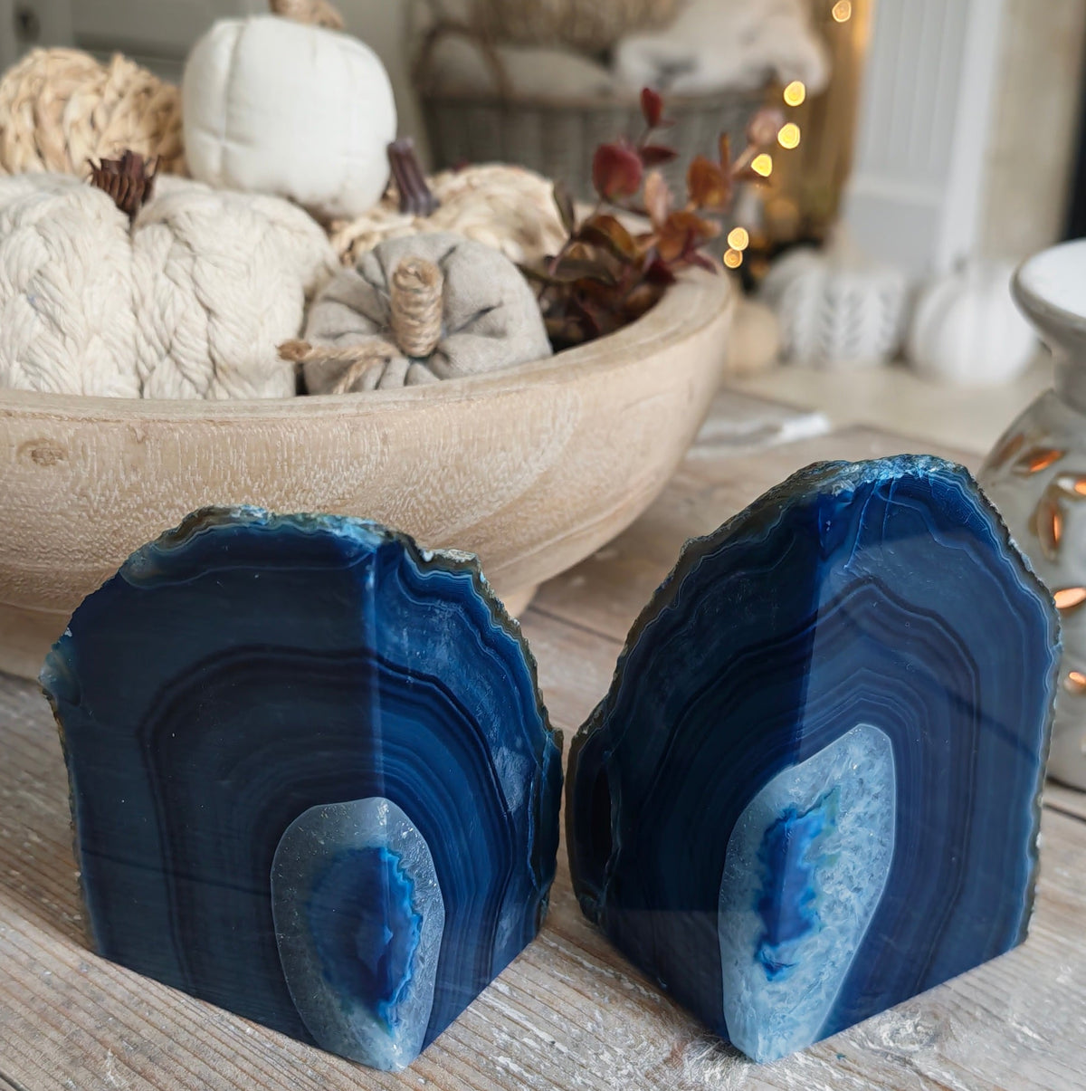 Deep Blue Agate Bookends – 1.4kg