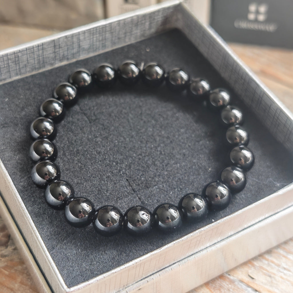 Black Obsidian Beaded Bracelet A+ 8mm – Grounding & Protection