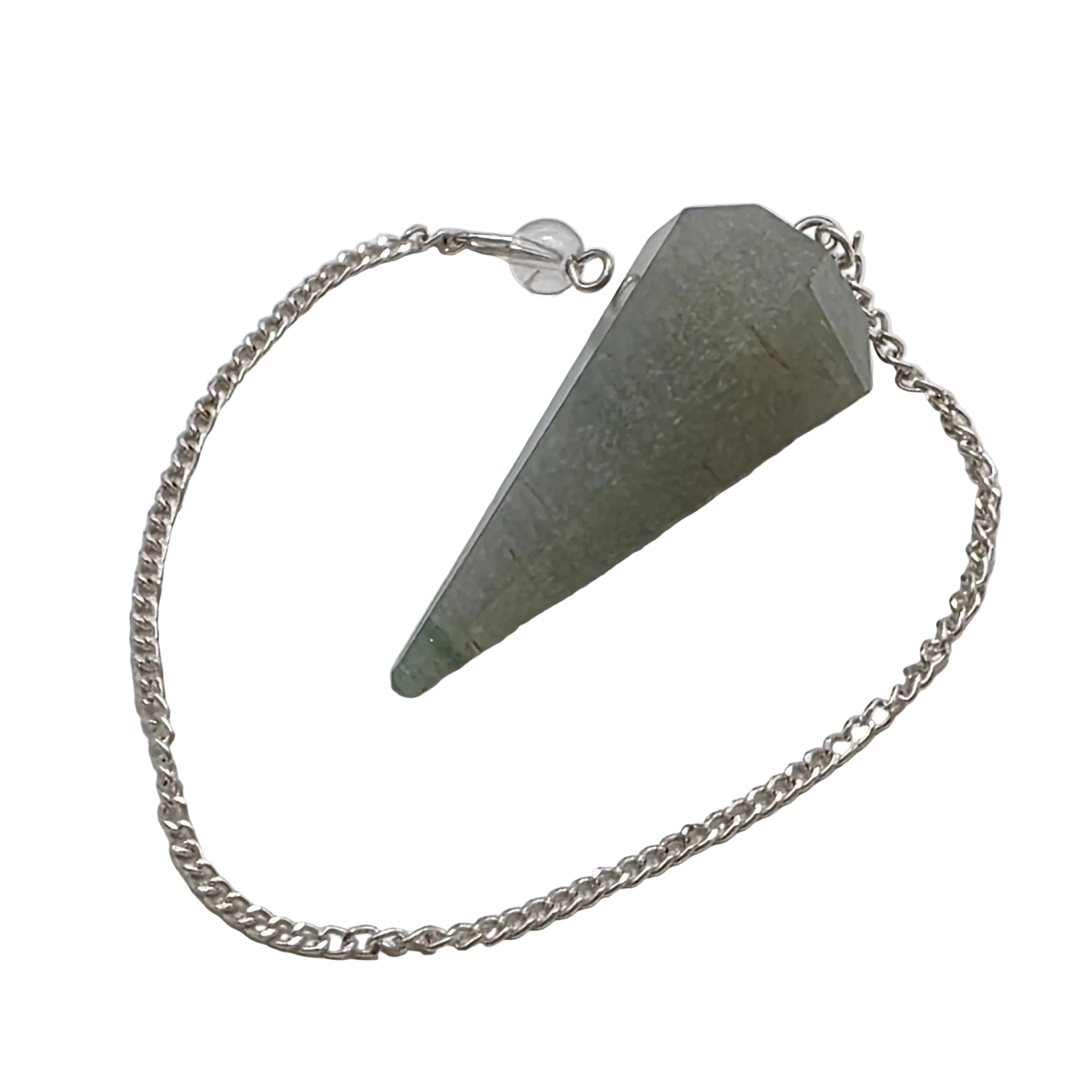 Green Jade Pendulum – Faceted Dowser – Harmony & Prosperity – Silver Chain