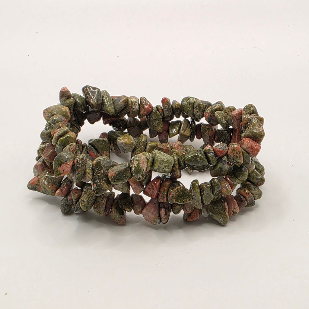Unakite Chip Bracelet – Double Strung – Emotional Balance & Heart Healing – Crystal Healing on the Go