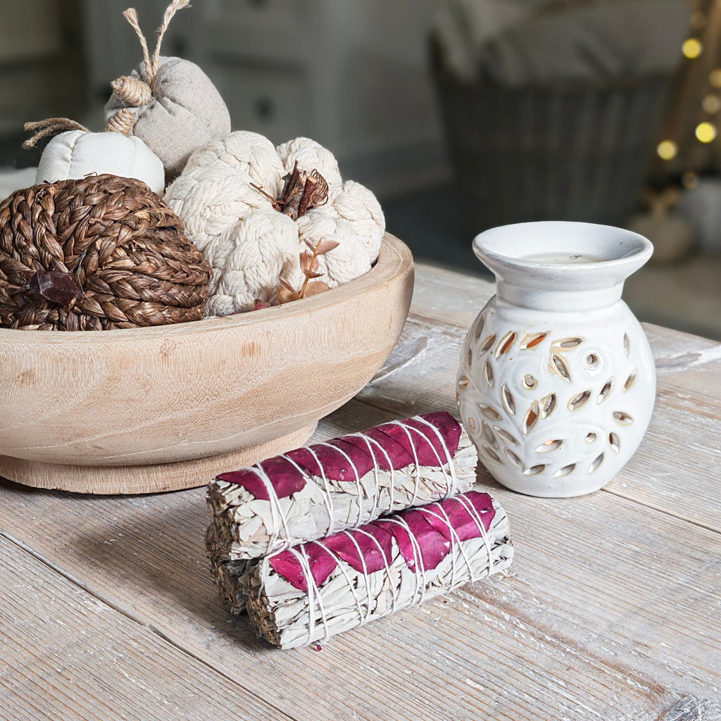 Rose Petal & White Sage Smudge Sticks – Love & Purification