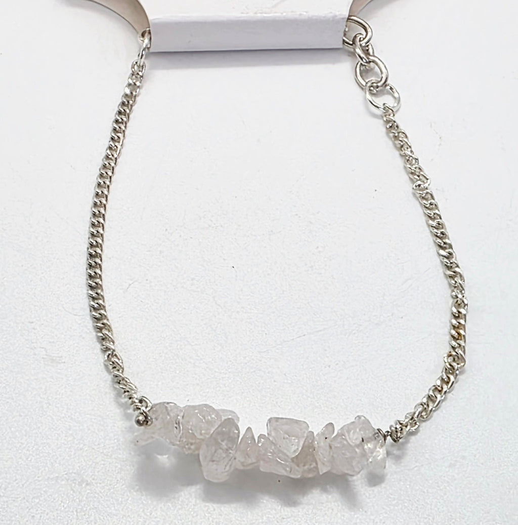 Silver Chain Chip Bracelet – Natural Gemstone Chip Bracelet – Choose Your Stone