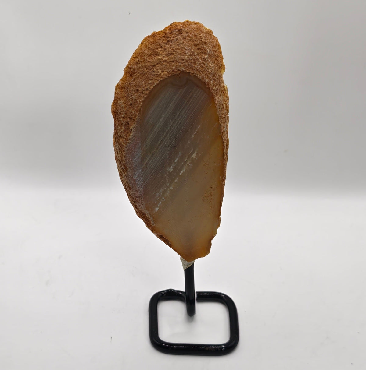 Beige, White & Grey Agate Slice on Stand – 19.5cm