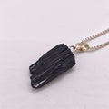 Raw Black Tourmaline Pendant – Silver Plated Chain