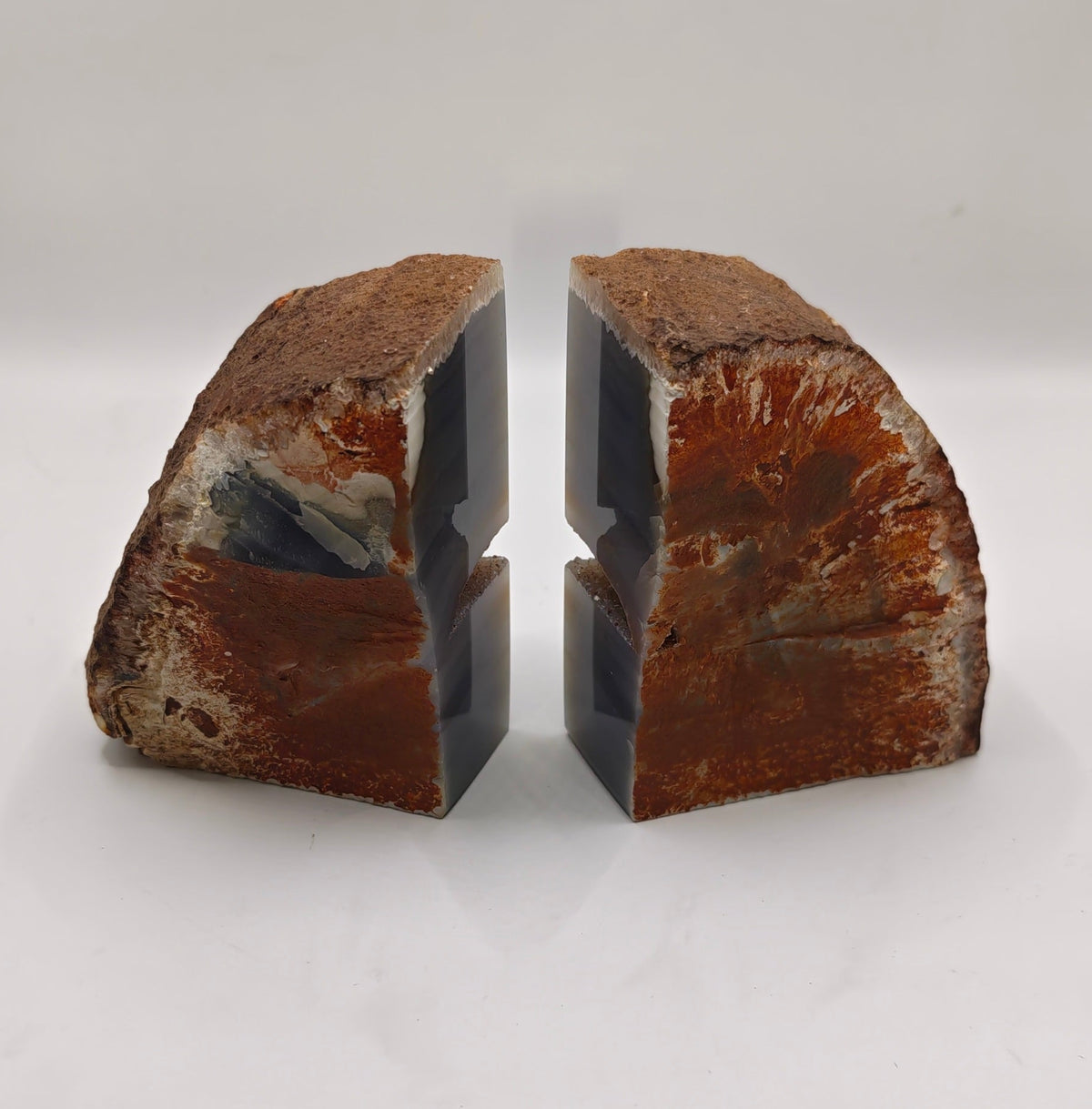 Blue & Beige Agate Bookends – 900g