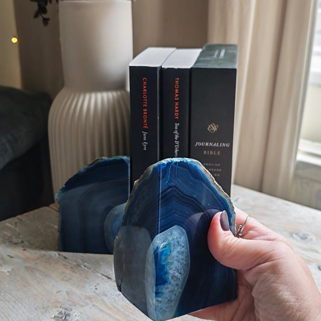 Deep Blue Agate Bookends – 1.4kg