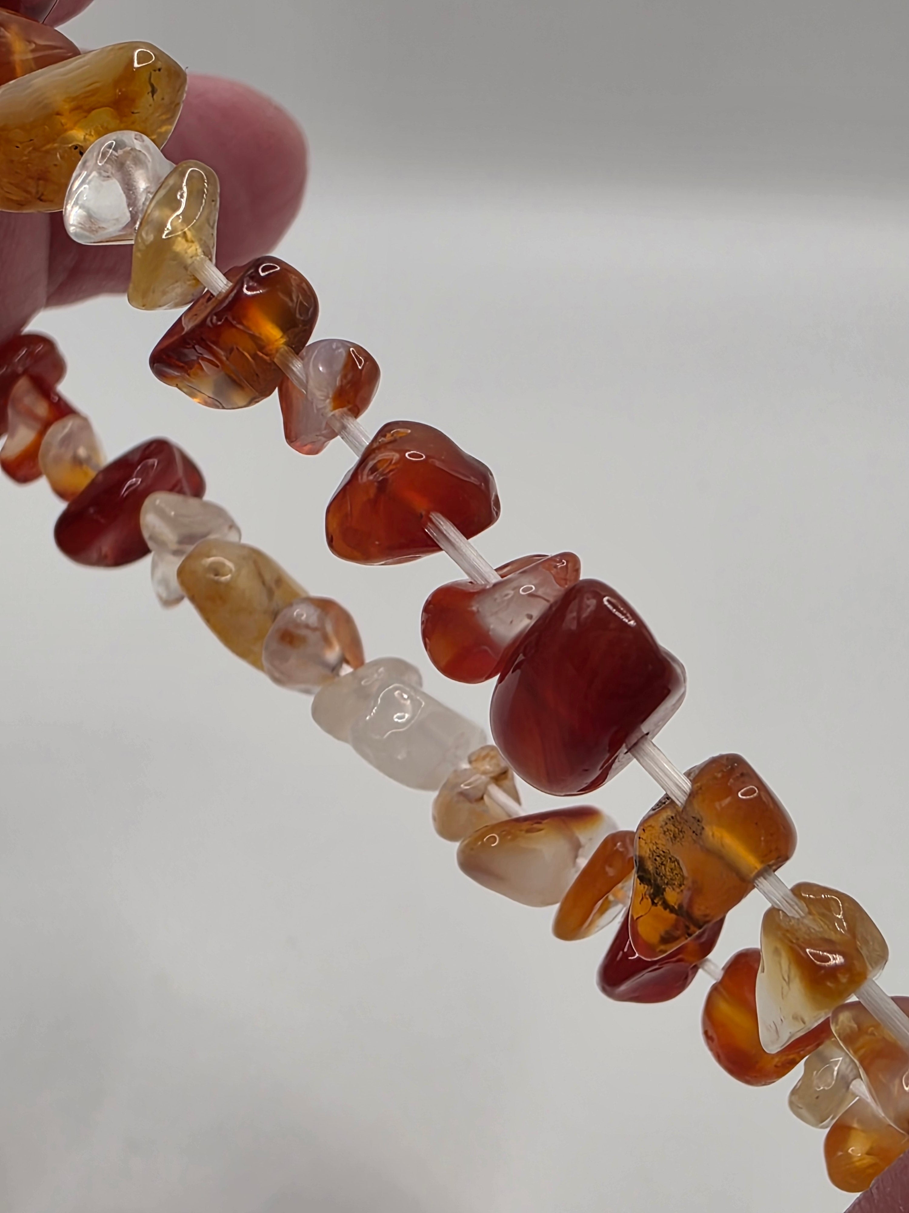 Carnelian Chip Bracelet – Double Strung – Creativity & Confidence – Crystal Healing on the Go