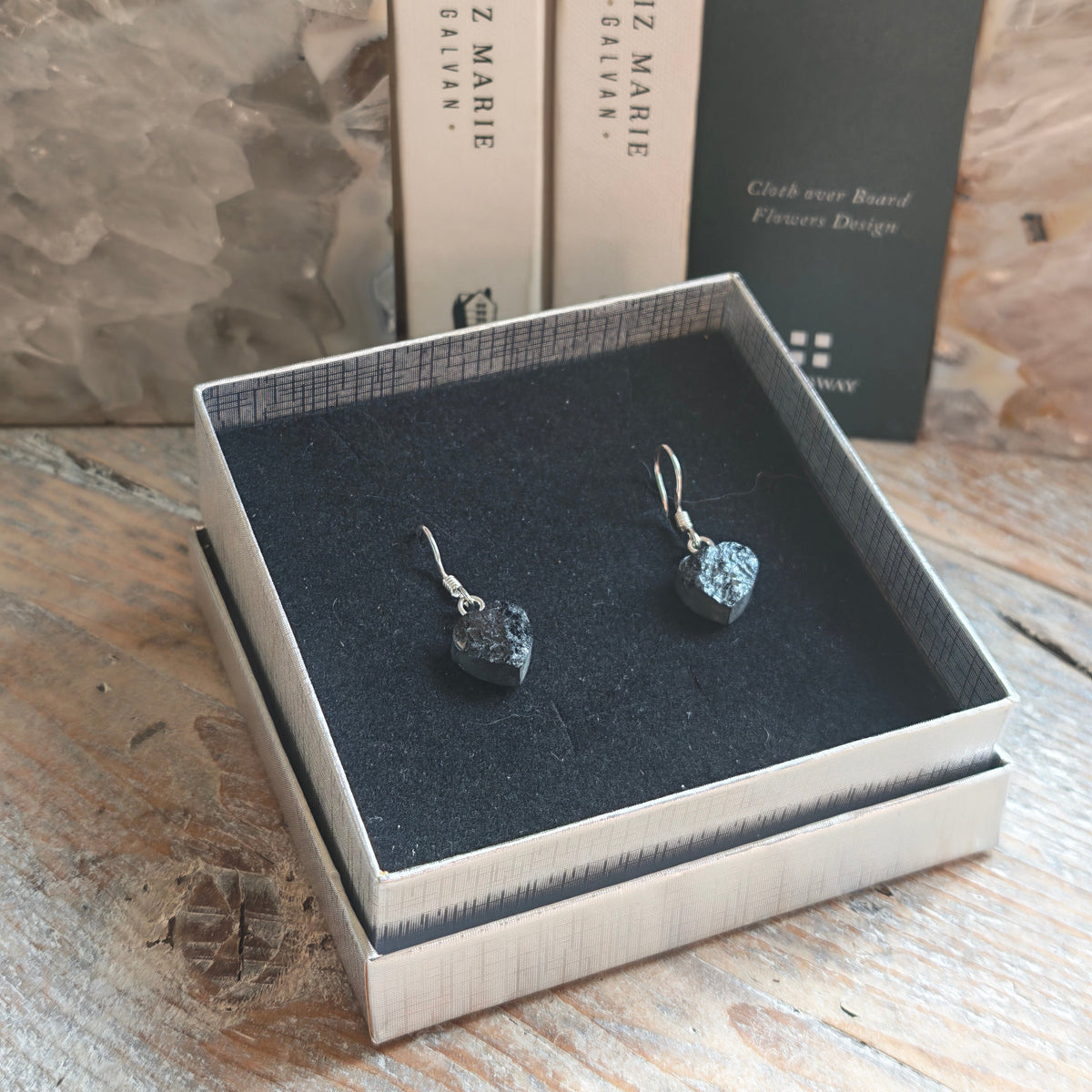 Black Tourmaline Heart Earrings – 925 Silver Dangle