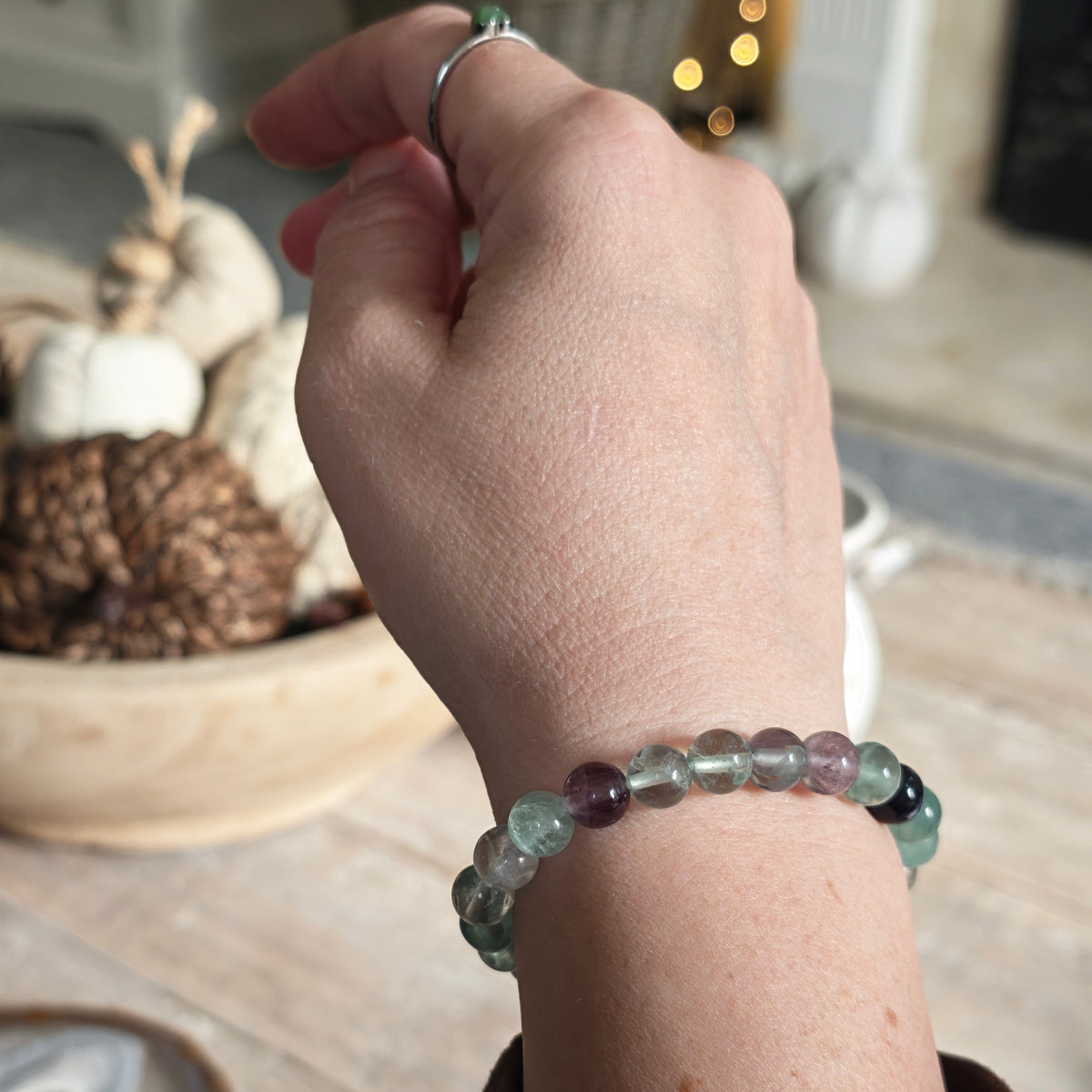 Fluorite Crystal Bracelet – 8mm Healing Gemstone