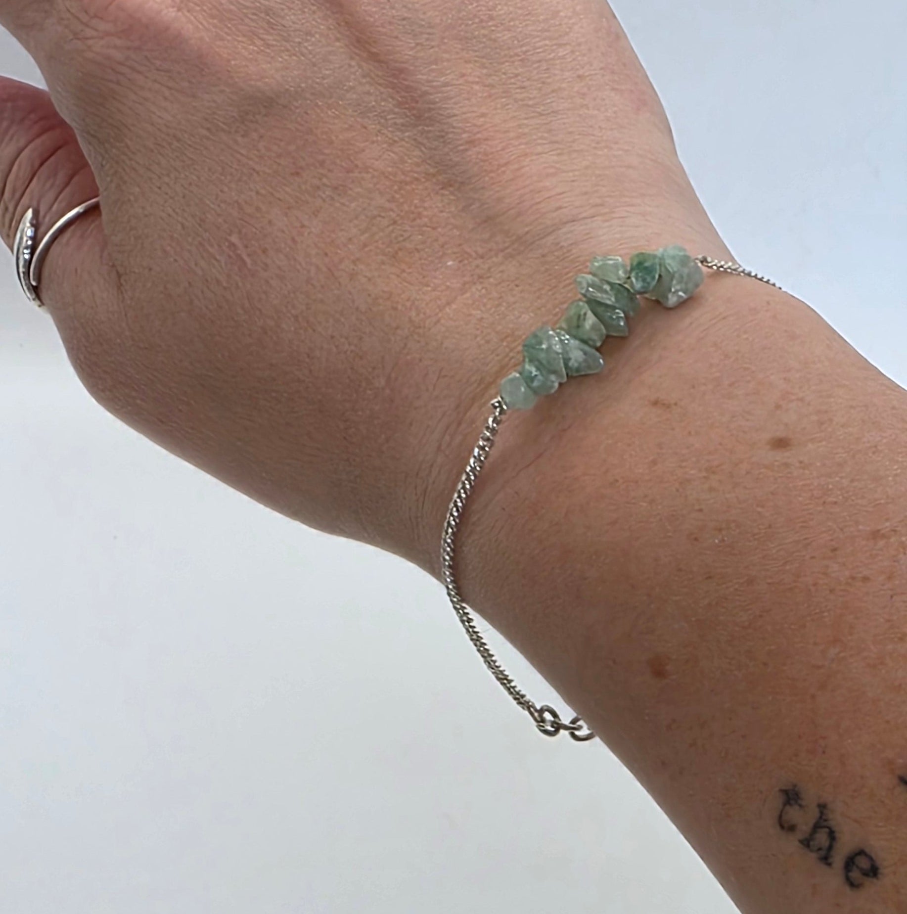 Silver Chain Chip Bracelet – Natural Gemstone Chip Bracelet – Choose Your Stone