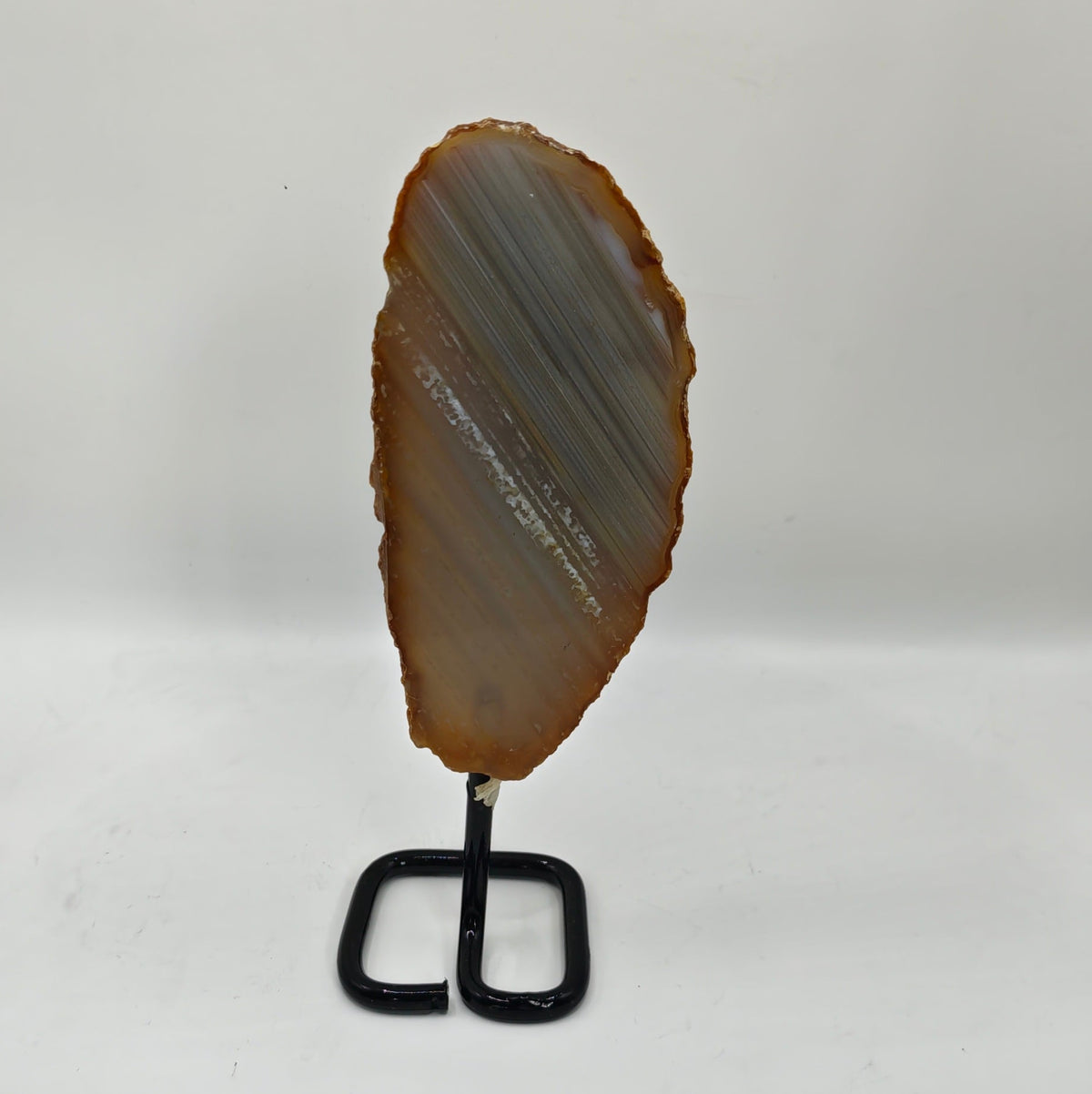 Beige, White & Grey Agate Slice on Stand – 19.5cm
