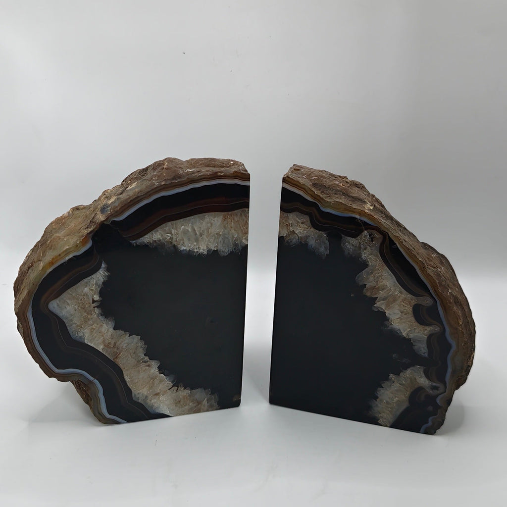 Natural Agate Bookends – Black, Beige & Brown (3.2kg)